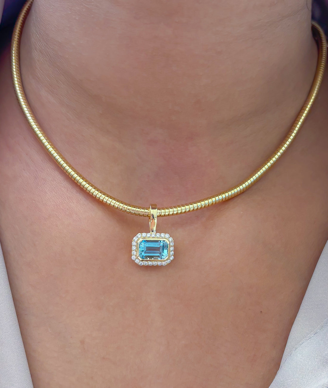 JPPD-1882/14498 Diamond Aquamarine Pendant | 14K