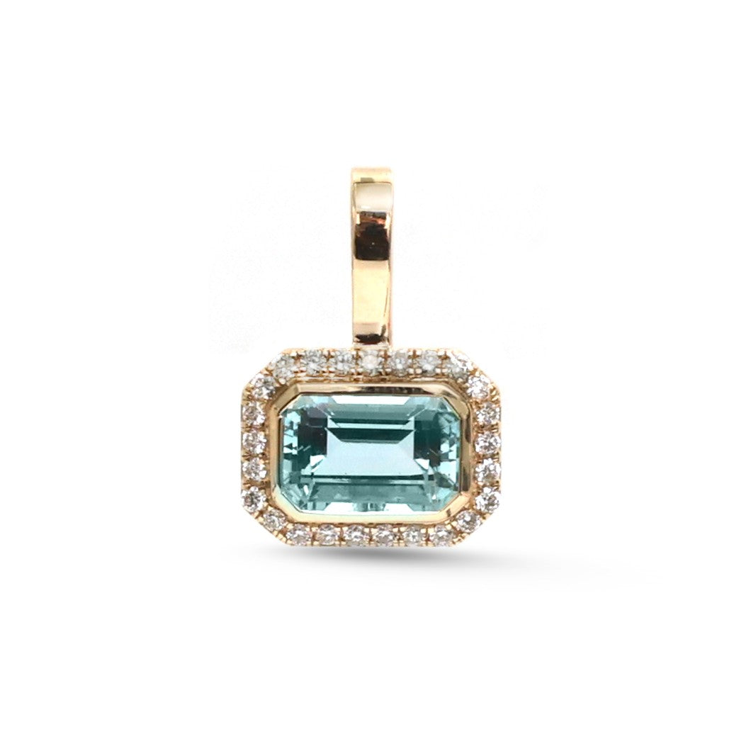 JPPD-1882/14498 Diamond Aquamarine Pendant | 14K