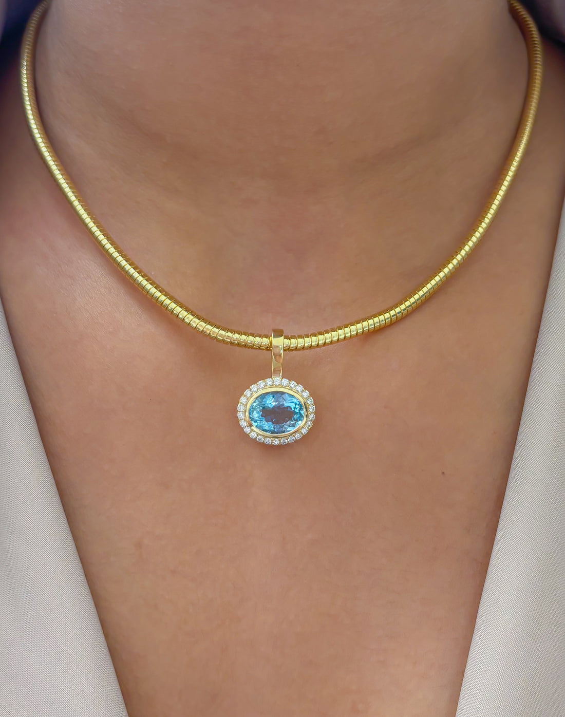 JPPD-1883/14499 Diamond Aquamarine Pendant | 14K