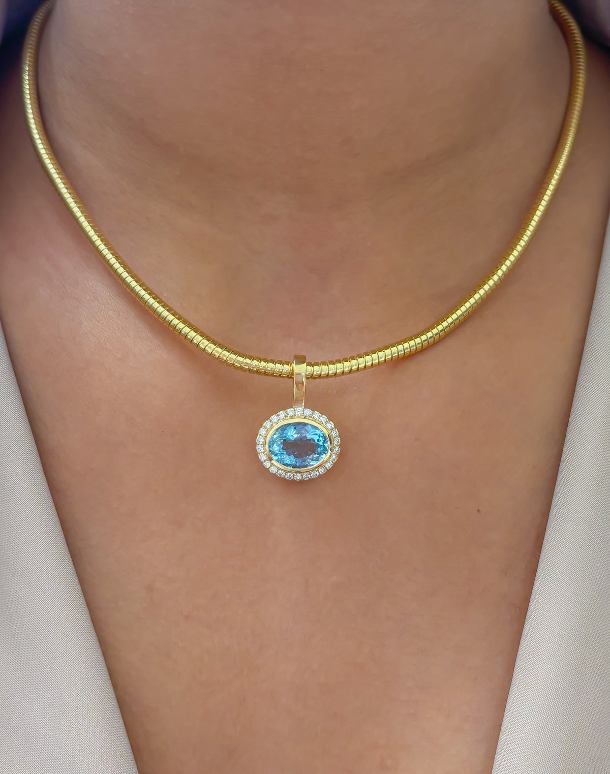 JPPD-1883/14499 Diamond Aquamarine Pendant | 14K