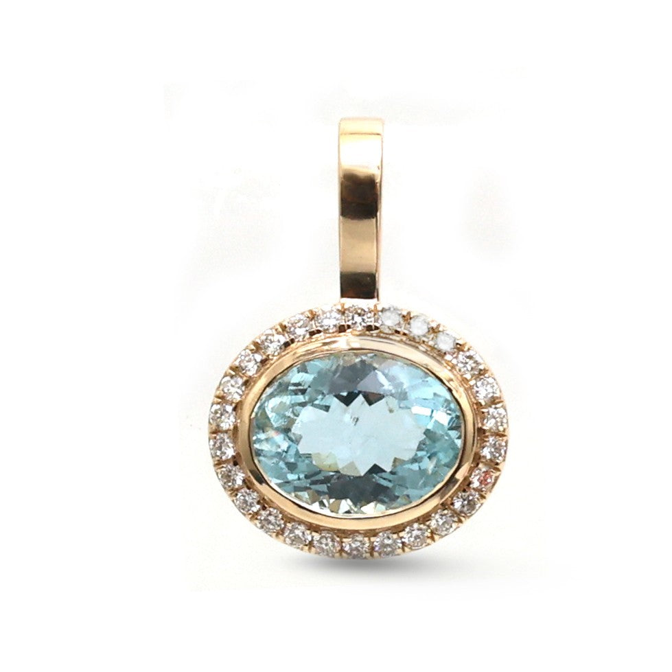JPPD-1883/14499 Diamond Aquamarine Pendant | 14K