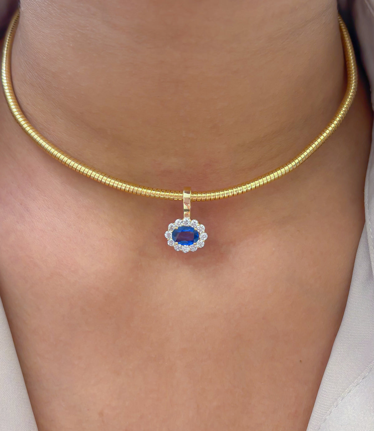 JPPD-1884/14500 Diamond Blue Sapphire Pendant | 14K