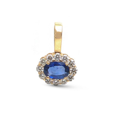 JPPD-1884/14500 Diamond Blue Sapphire Pendant | 14K