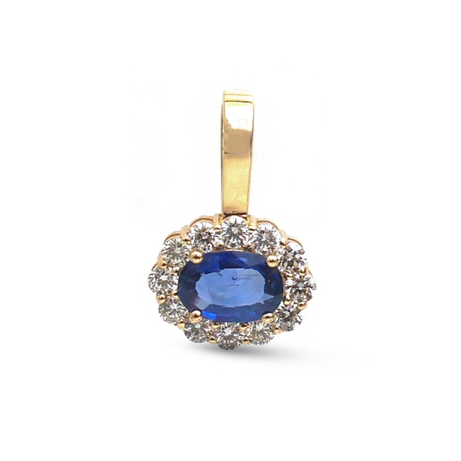 JPPD-1884/14500 Diamond Blue Sapphire Pendant | 14K