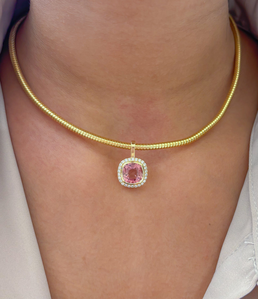 JPPD-1885/14501 Diamond Tourmaline Mix Pendant | 14K