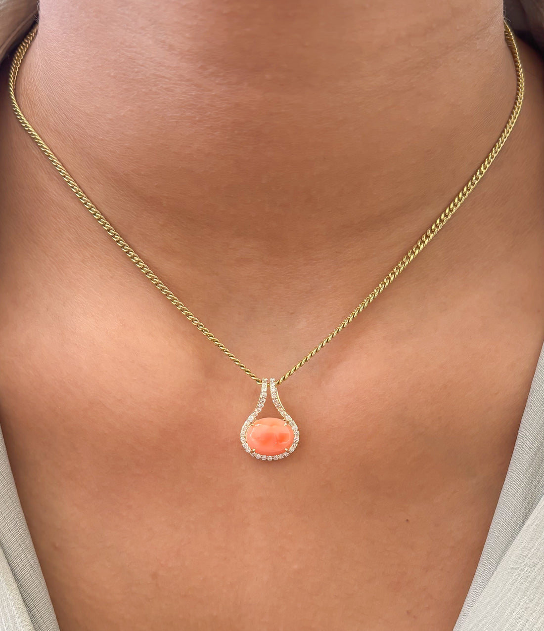 JPPD-1892/14527 Coral Diamond Pendant | 14K