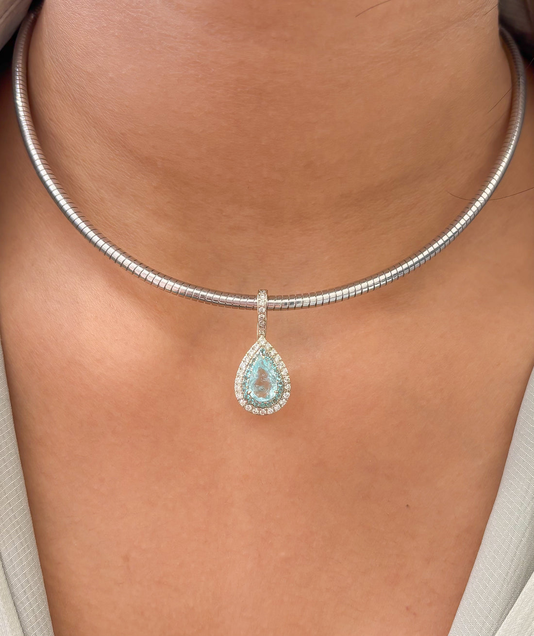 JPPD-1893/14528 Paraiba Tourmaline Diamond Pendant | 18K