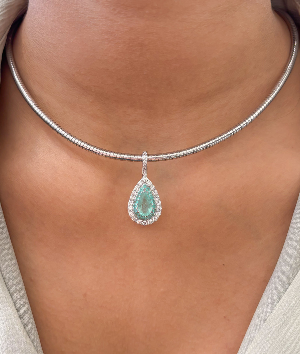 JPPD-1894/14529 Paraiba Tourmaline Diamond Pendant | 18K