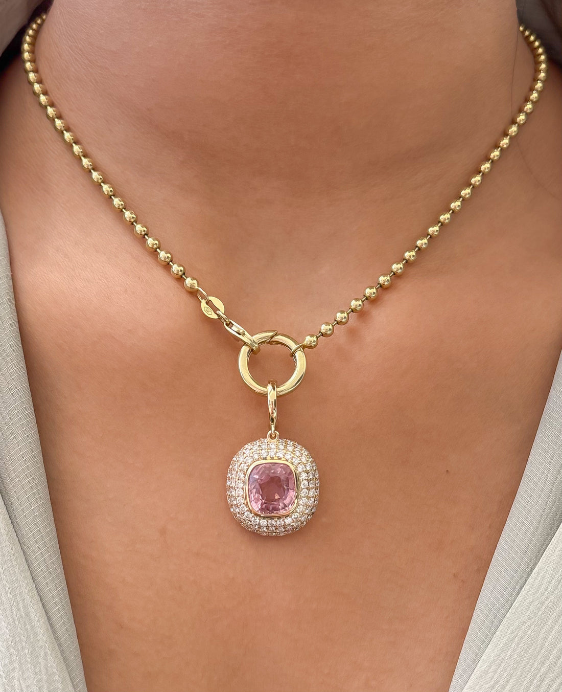 JPPD-1898/14533 Tourmaline Mix Diamond Pendant | 14K
