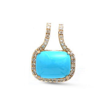 JPPD-1900/14540 Turquoise Diamond Pendant | 14K