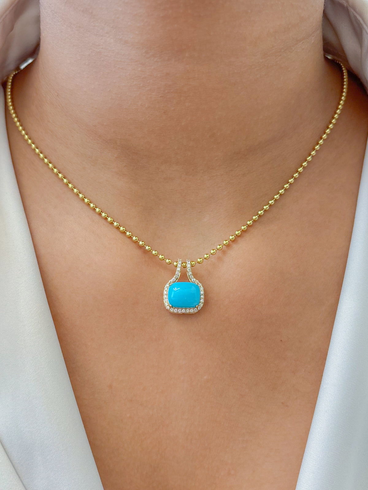 JPPD-1901/14541 Turquoise Diamond Pendant | 14K