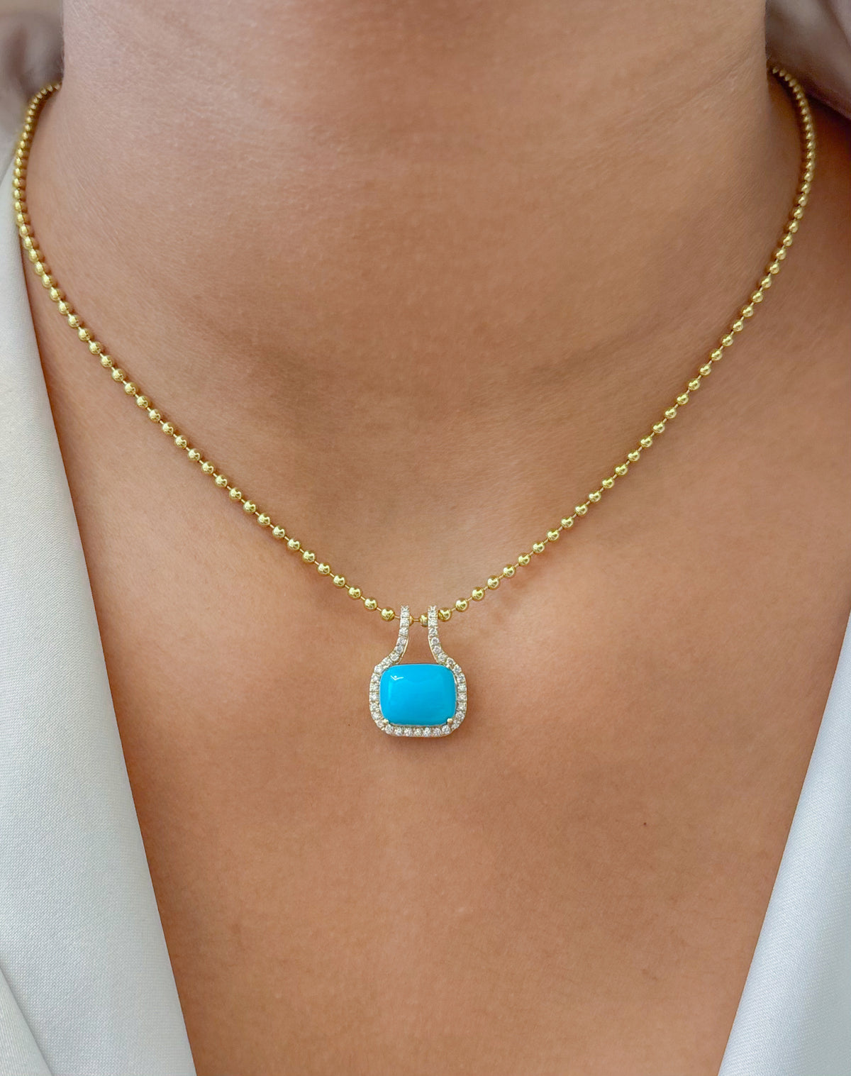 JPPD-1902/14542 Turquoise Diamond Pendant | 14K
