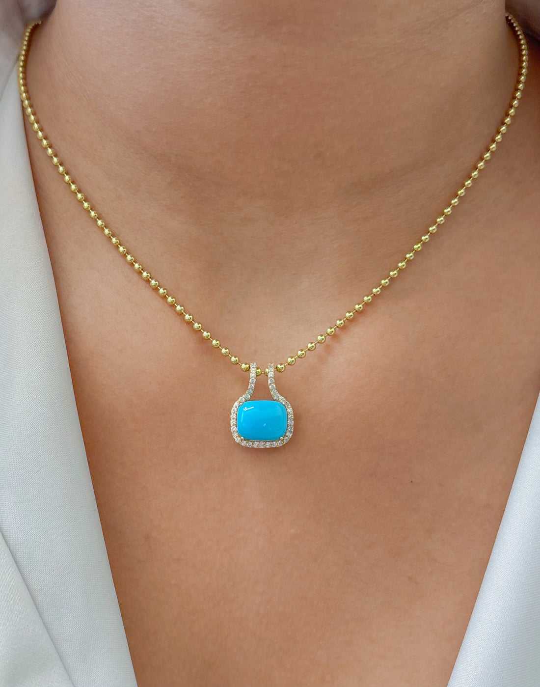 JPPD-1903/14543 Turquoise Diamond Pendant | 14K