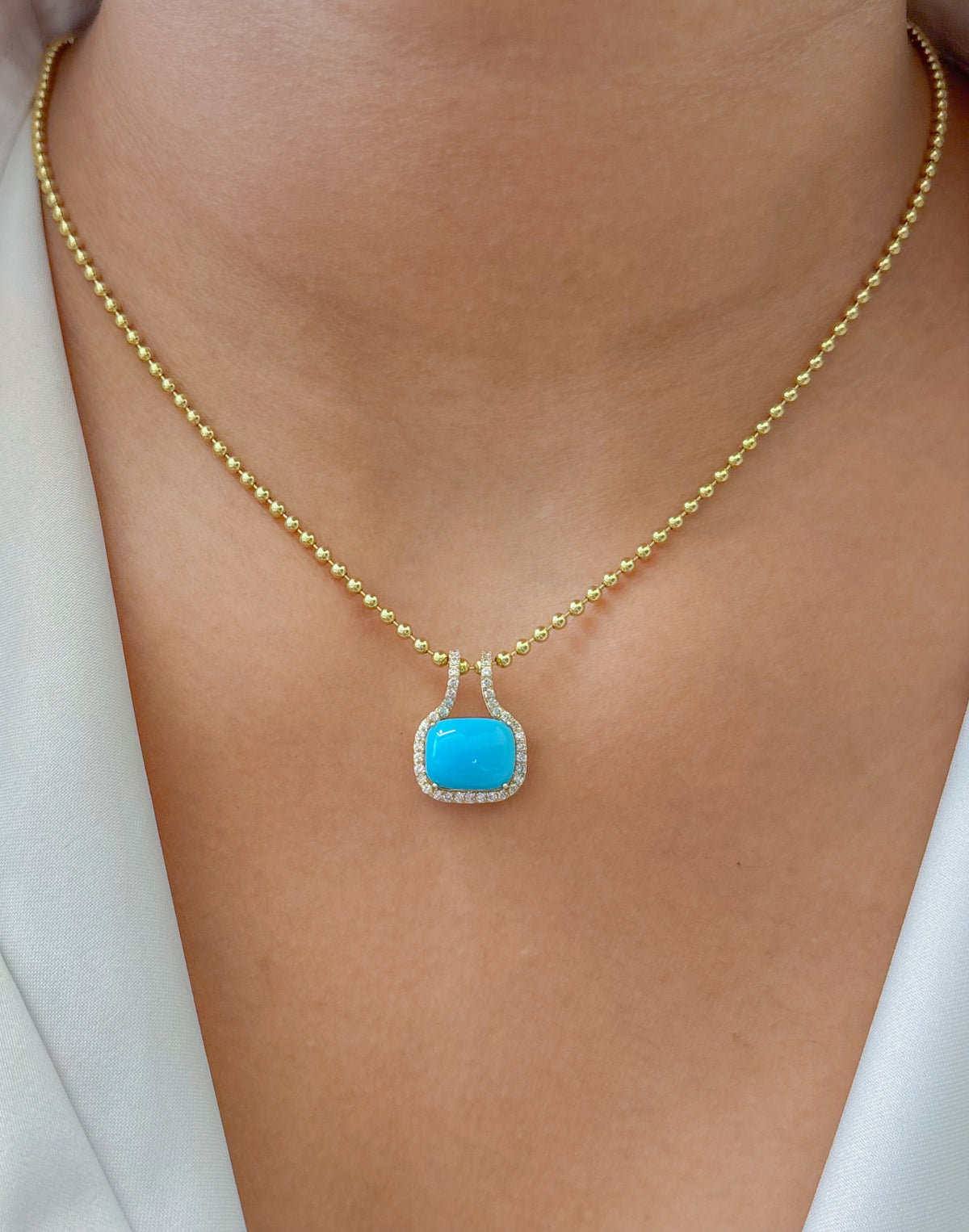 JPPD-1903/14543 Turquoise Diamond Pendant | 14K