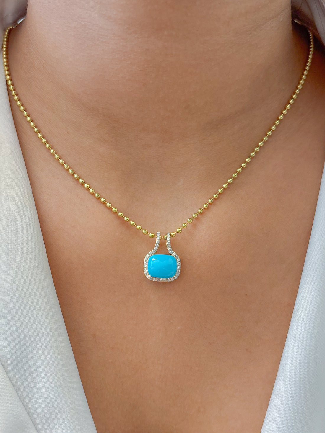 JPPD-1904/14544 Turquoise Diamond Pendant | 14K