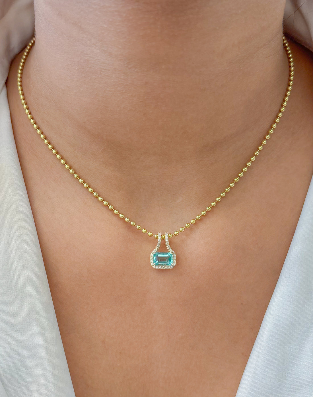 JPPD-1907/14547 Emerald Diamond Pendant | 14K