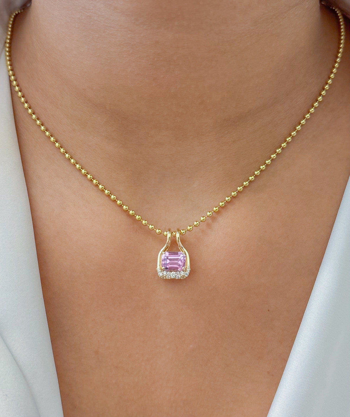 JPPD-1908/14548 Kunzite Diamond Pendant | 14K