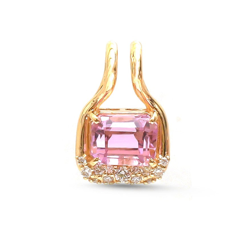 JPPD-1908/14548 Kunzite Diamond Pendant | 14K