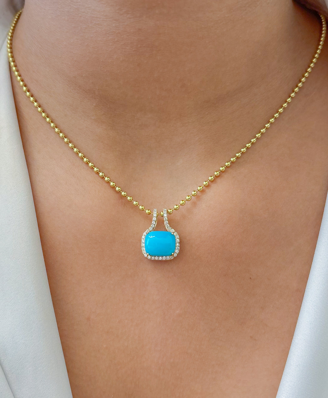 JPPD-1909/14549 Turquoise Diamond Pendant | 14K