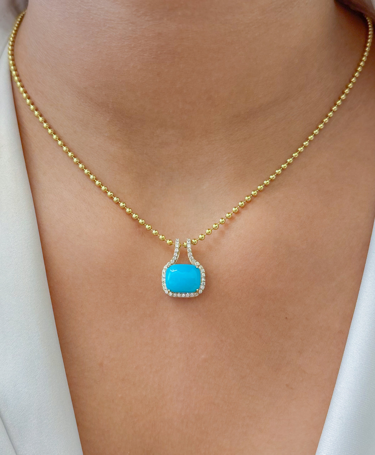 JPPD-1909/14549 Turquoise Diamond Pendant | 14K