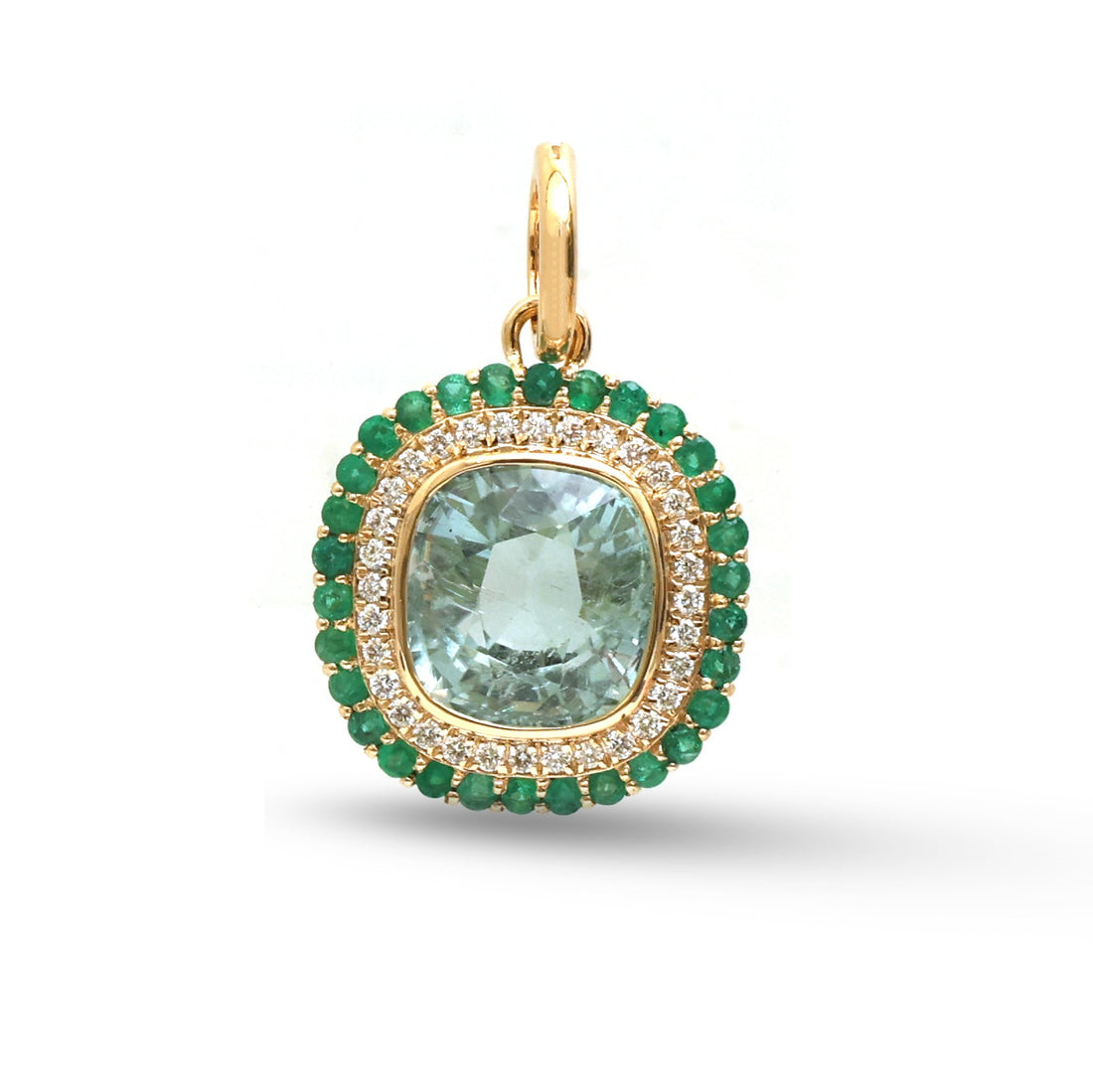 JPPD-1913/14553 Tourmaline Mix Emerald Diamond Pendant | 14K