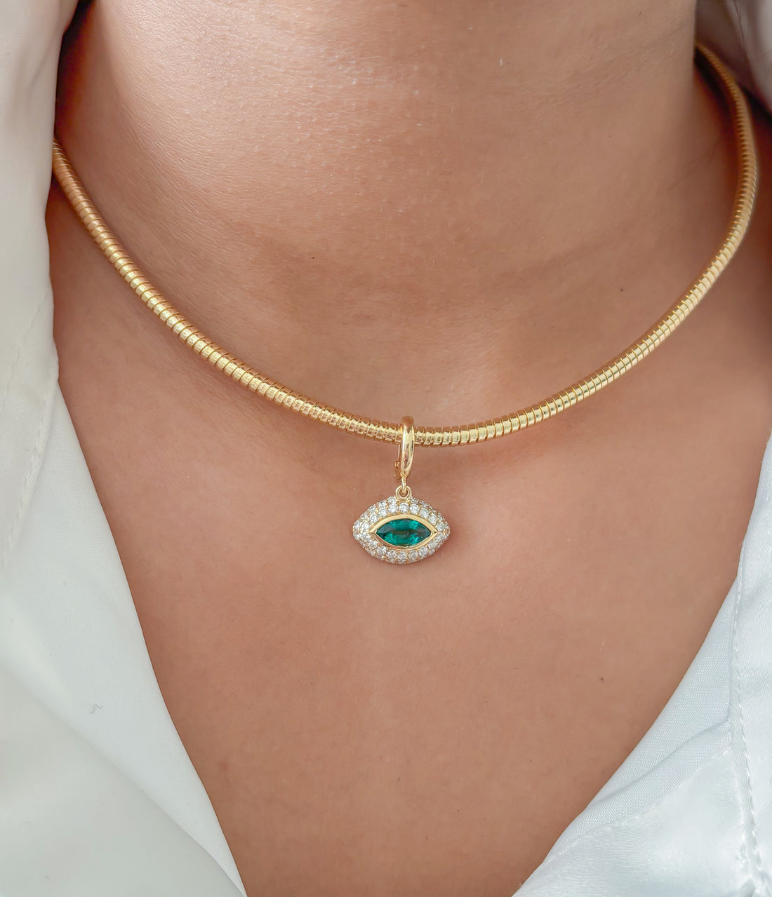 JPPD-1927/14645 Emerald Diamond Pendant | 18K