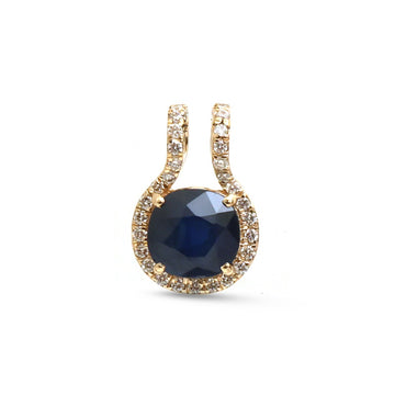 JPPD-1932/14650 Blue Sapphire Diamond Pendant | 14K