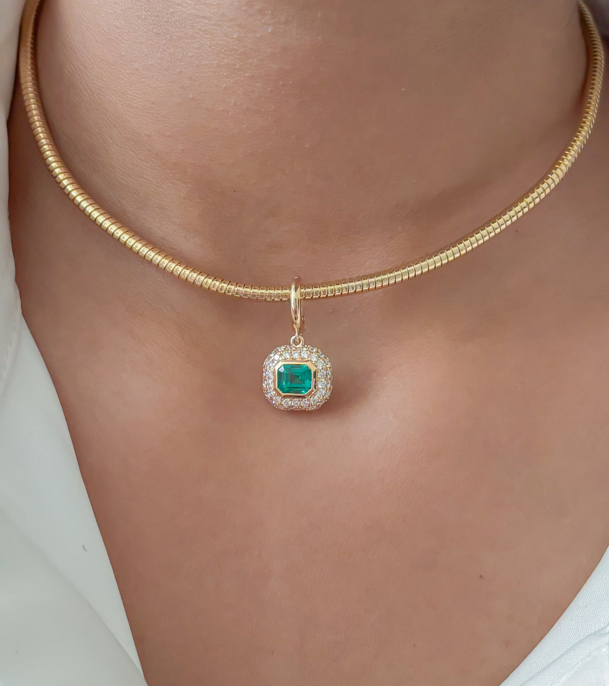 JPPD-1945/14663 Emerald Diamond Pendant | 18K