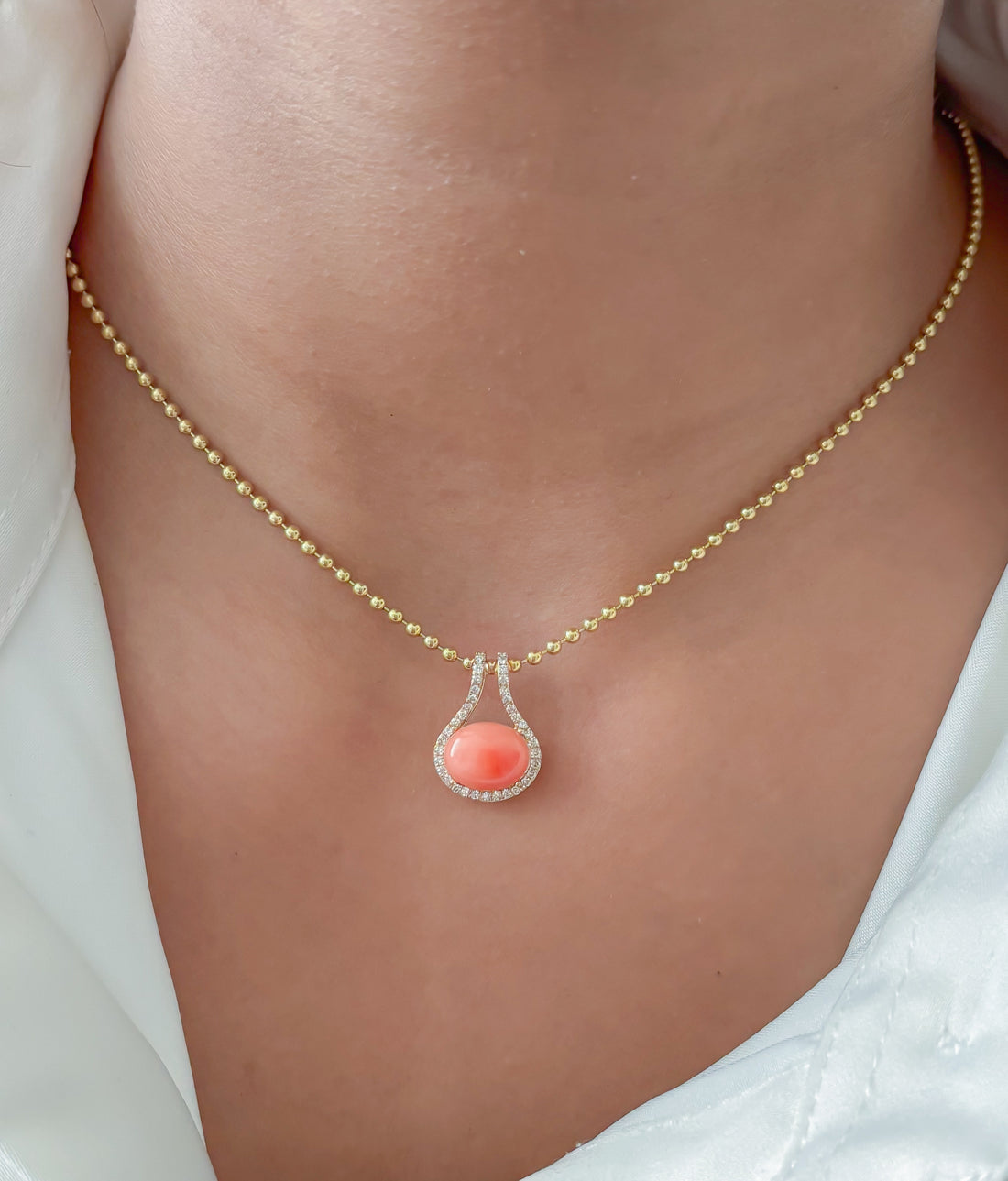 JPPD-1952/14670 Coral Diamond Pendant | 14K
