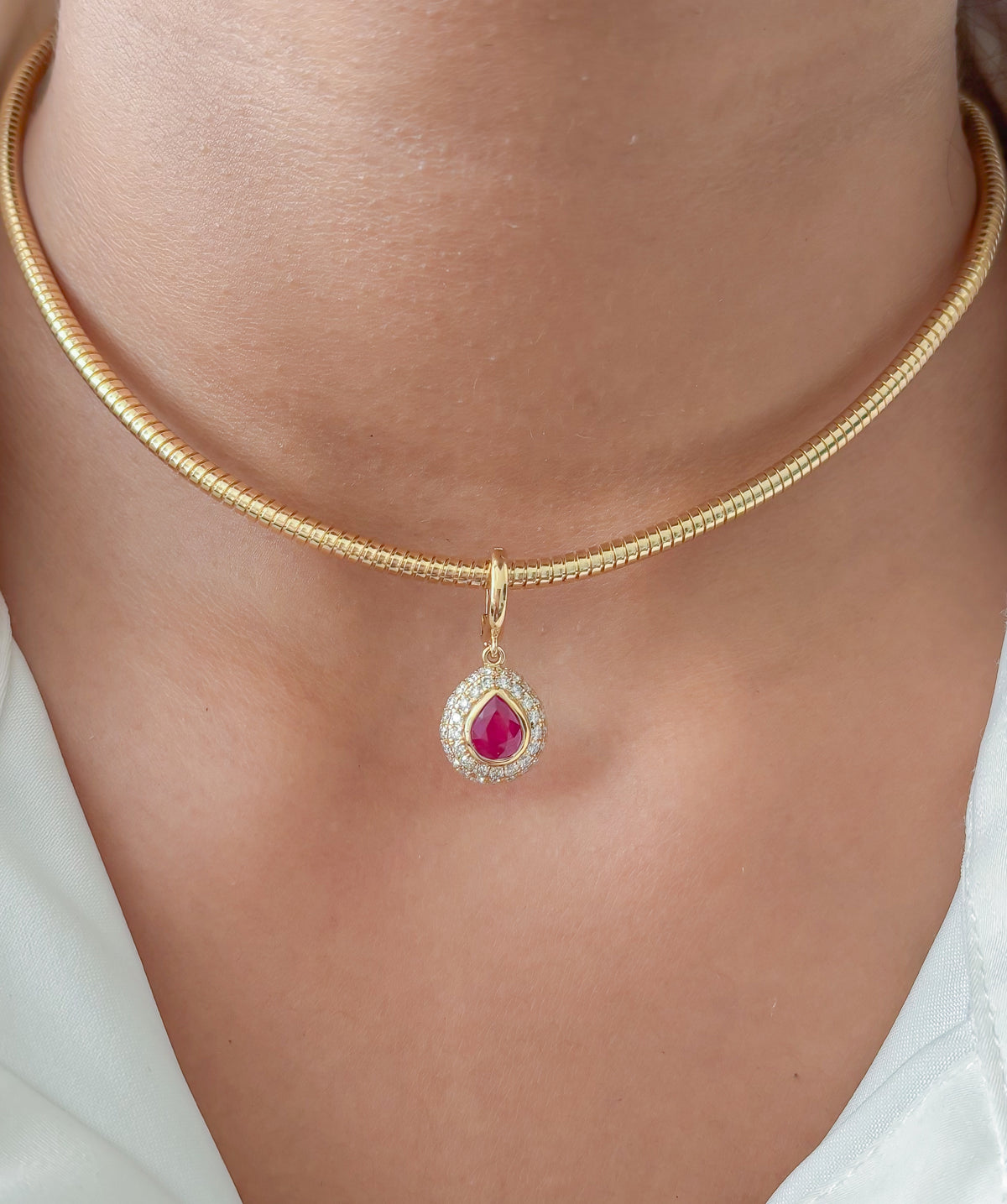JPPD-1955/14673 Ruby Diamond Pendant | 18K