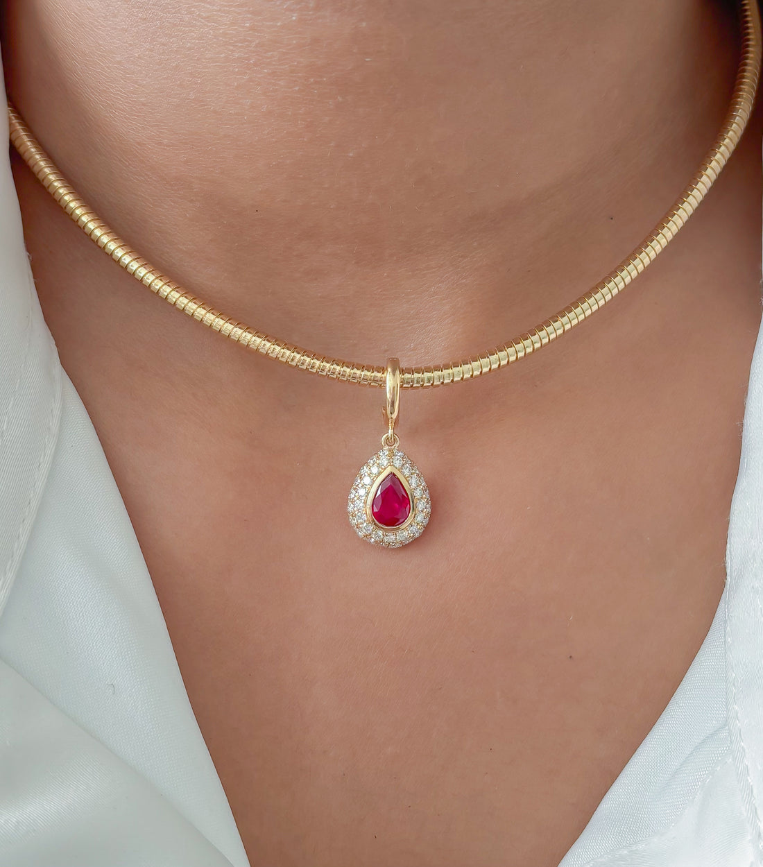 JPPD-1956/14674 Ruby Diamond Pendant | 18K