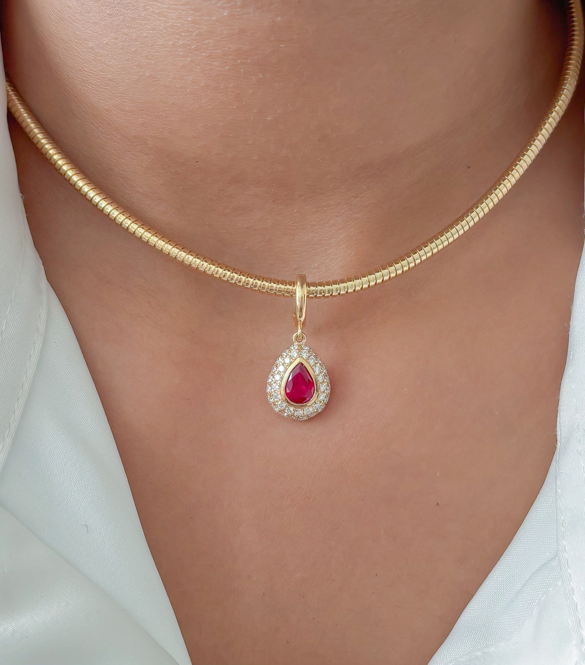 JPPD-1956/14674 Ruby Diamond Pendant | 18K