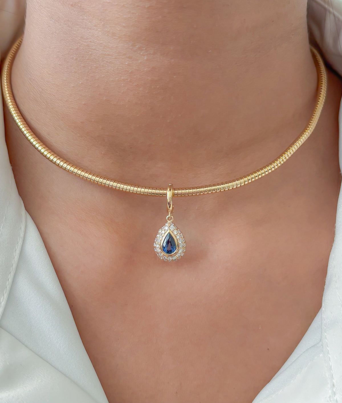 JPPD-1957/14675 Blue Sapphire Diamond Pendant | 18K