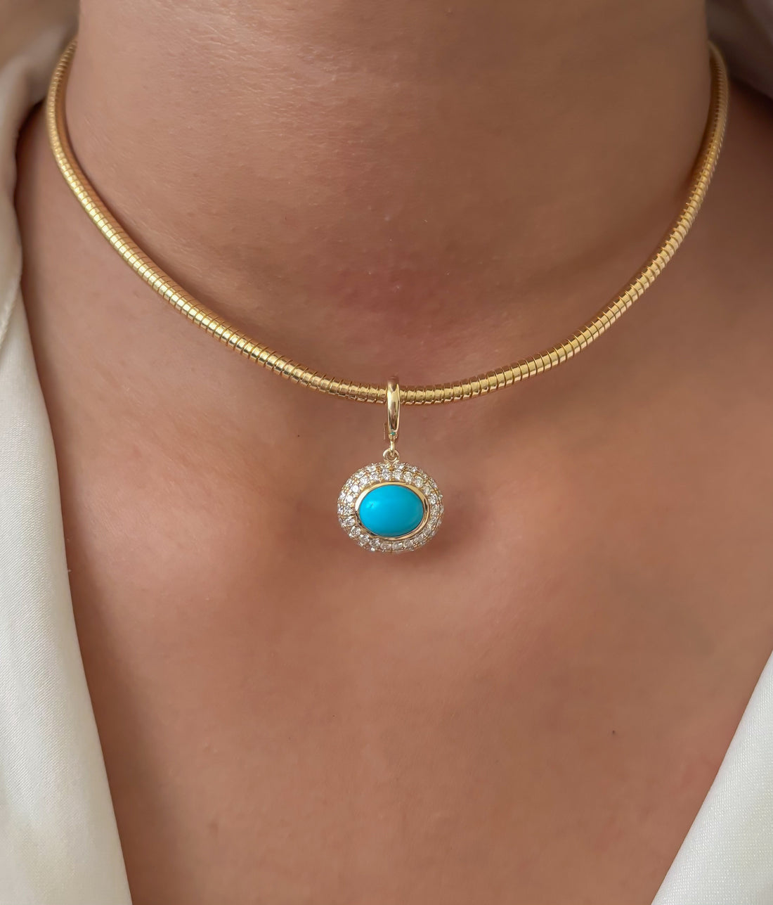 JPPD-1978/14736 Turquoise Diamond Pendant | 14K