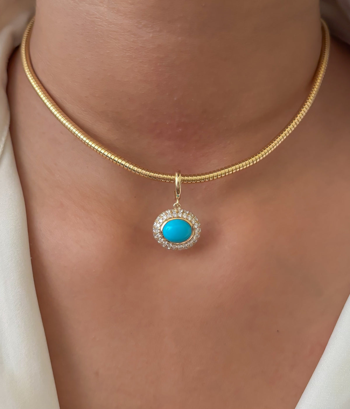 JPPD-1979/14737 Turquoise Diamond Pendant | 14K