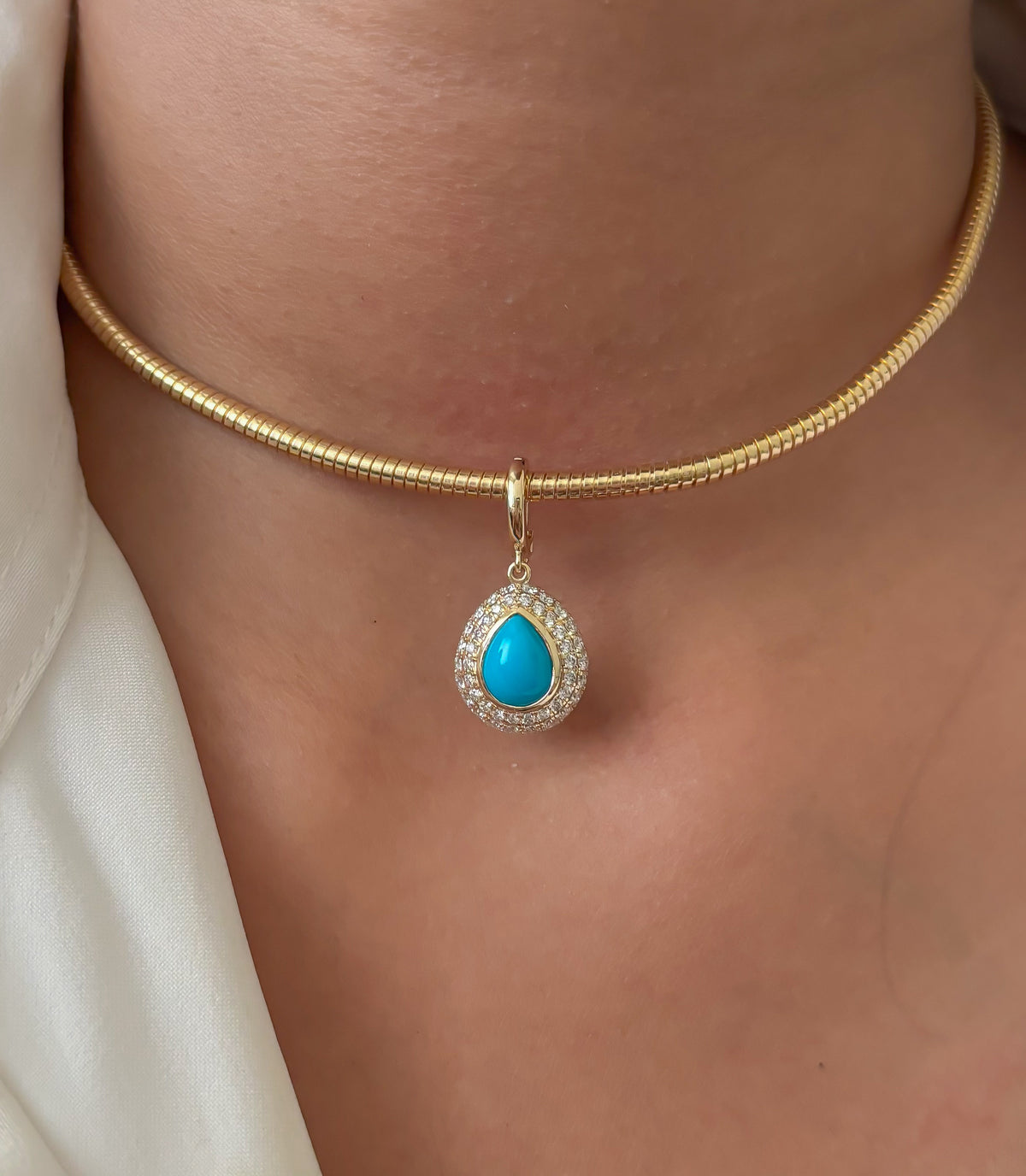 JPPD-1981/14739 Turquoise Diamond Pendant | 14K