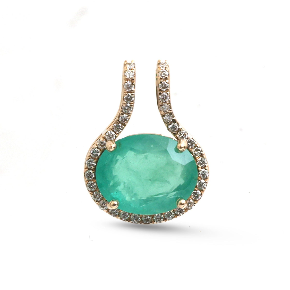 JPPD-2004/14788 Diamond Emerald Pendant | 14K