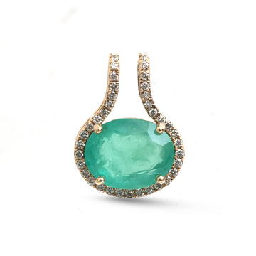 JPPD-2004/14788 Diamond Emerald Pendant | 14K