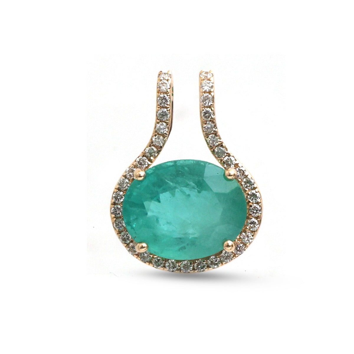 JPPD-2005/14789 Diamond Emerald Pendant | 14K