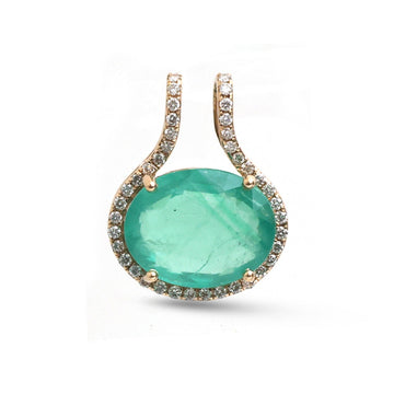 JPPD-2006/14790 Diamond Emerald Pendant | 14K
