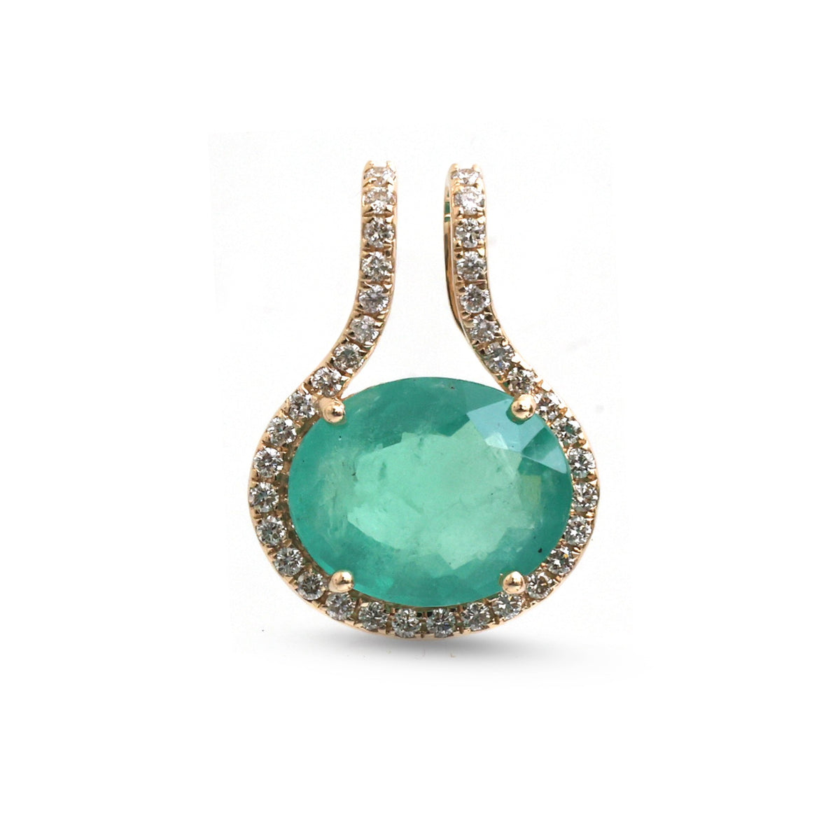 JPPD-2007/14791 Diamond Emerald Pendant | 14K