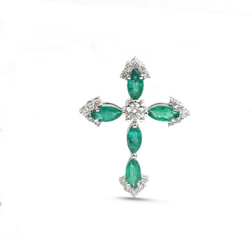 JPPD-2013/14797 Emerald Diamond Pendant | 14K