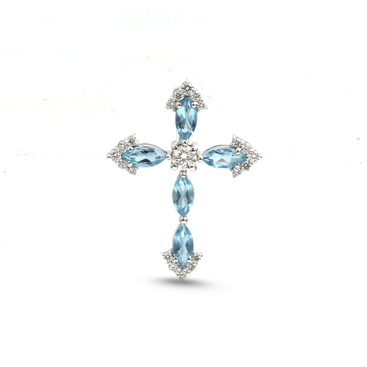 JPPD-2014/14798 Aquamarine Diamond Pendant | 14K