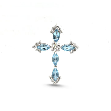 JPPD-2014/14798 Aquamarine Diamond Pendant | 14K