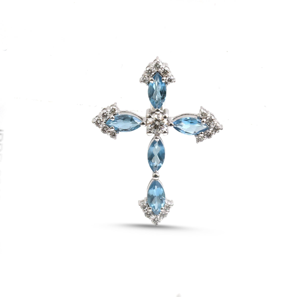 JPPD-2015/14799 Aquamarine Diamond Pendant | 14K