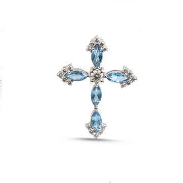 JPPD-2015/14799 Aquamarine Diamond Pendant | 14K
