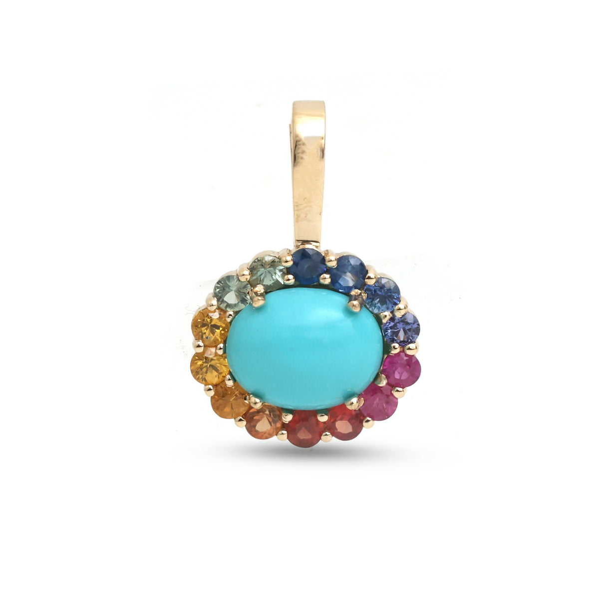 JPPD-2034/14857 Rainbow Sapphire Turquoise Pendant | 14K
