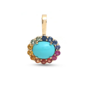 JPPD-2034/14857 Rainbow Sapphire Turquoise Pendant | 14K