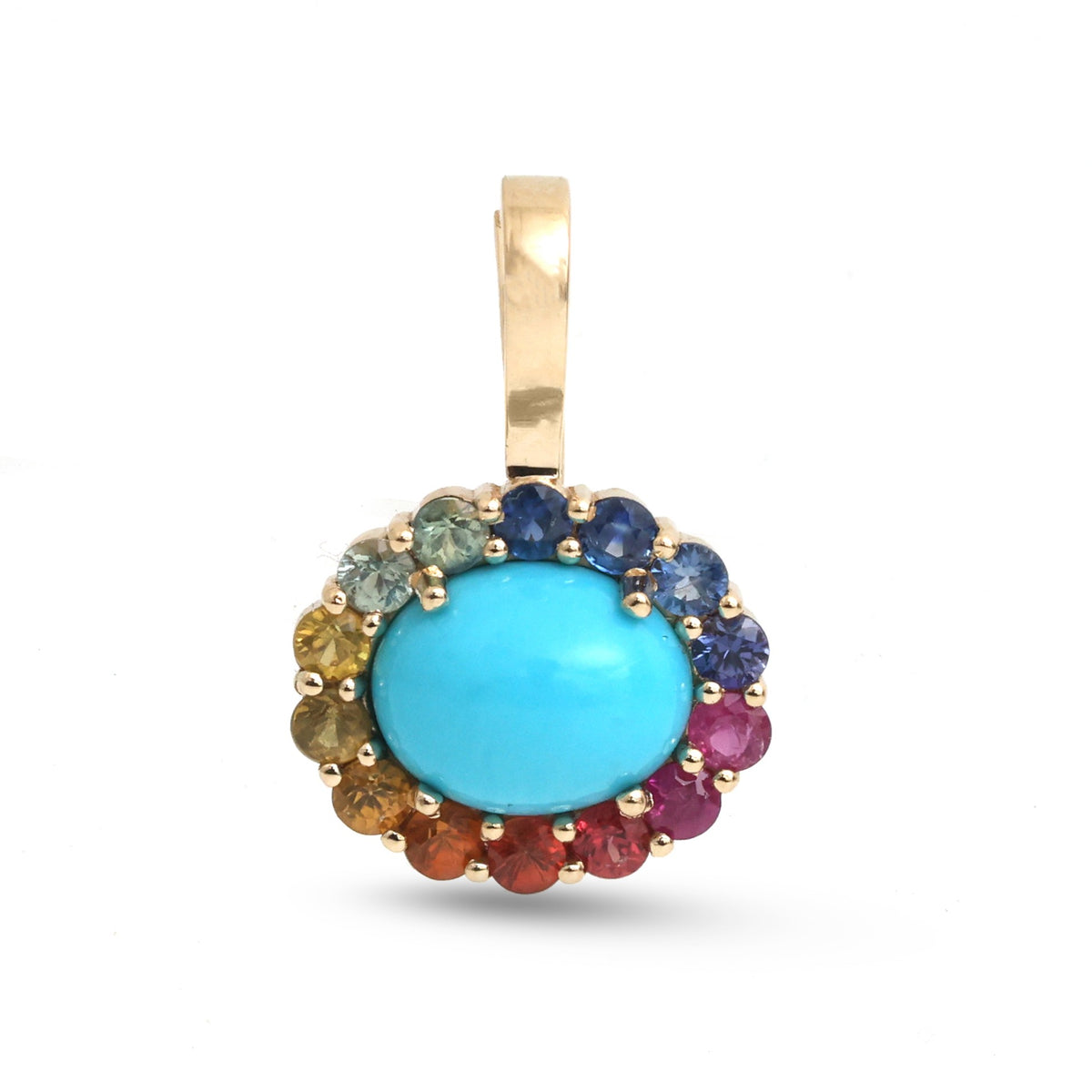 JPPD-2035/14859 Rainbow Sapphire Turquoise Pendant | 14K