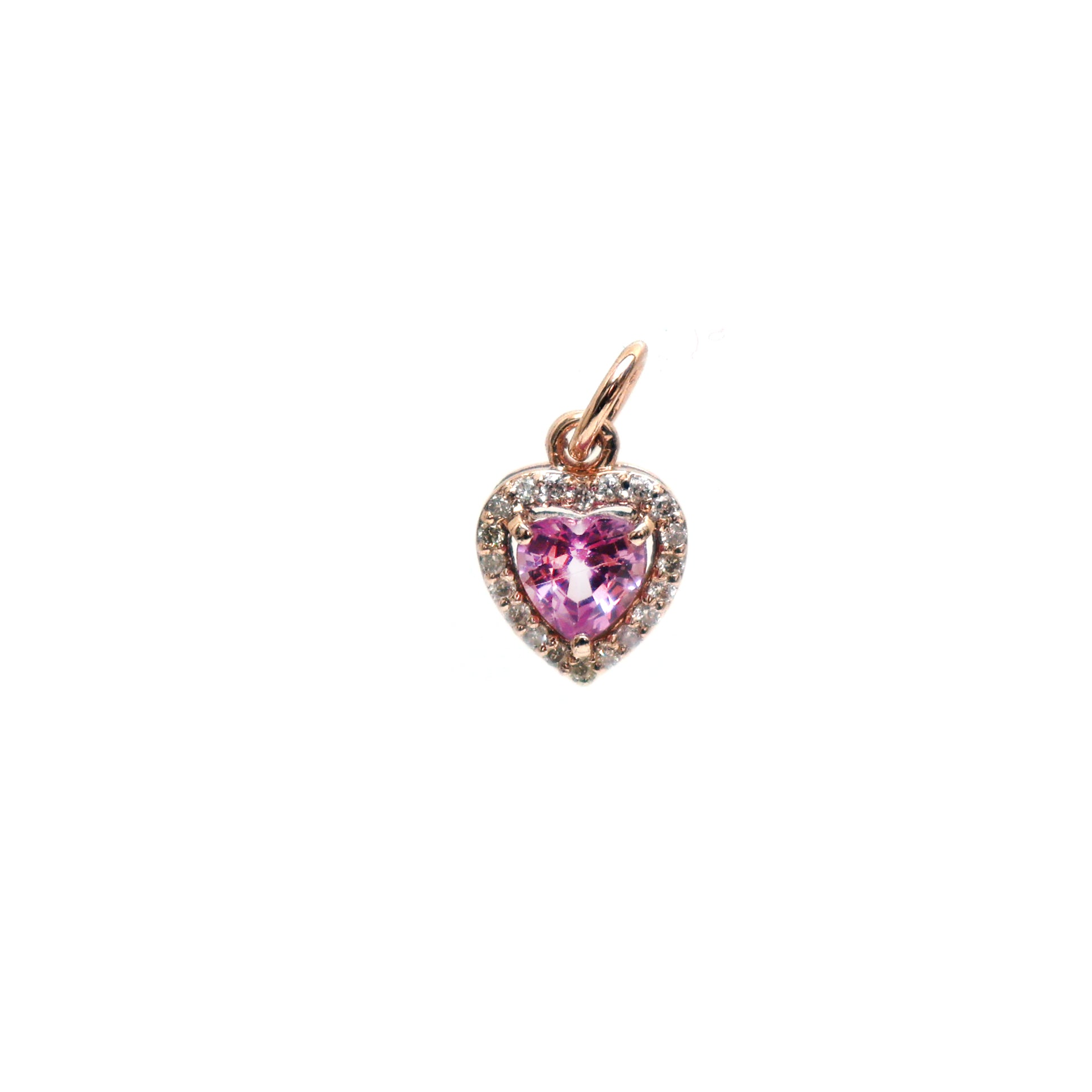JPPD-207/3094 Pink Sapphire Heart Charms Pendant | 14K